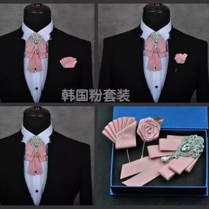 New High-End British Handmade Luxury Gentleman Brooch/Pocket Square/Lapel Set